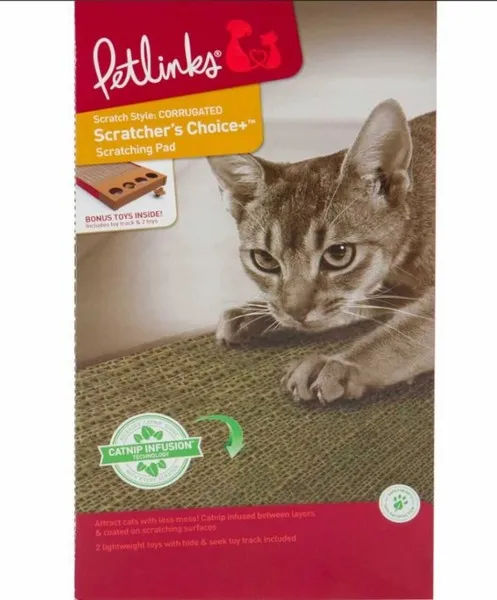 1ea Quaker Petlinks Corrugate Cat Scratcher With Infused Catnip & Toy - Health/First Aid